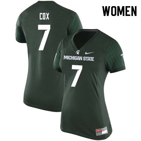 Women #7 Demetrious Cox Michigan State College Football Jerseys Sale-Green
